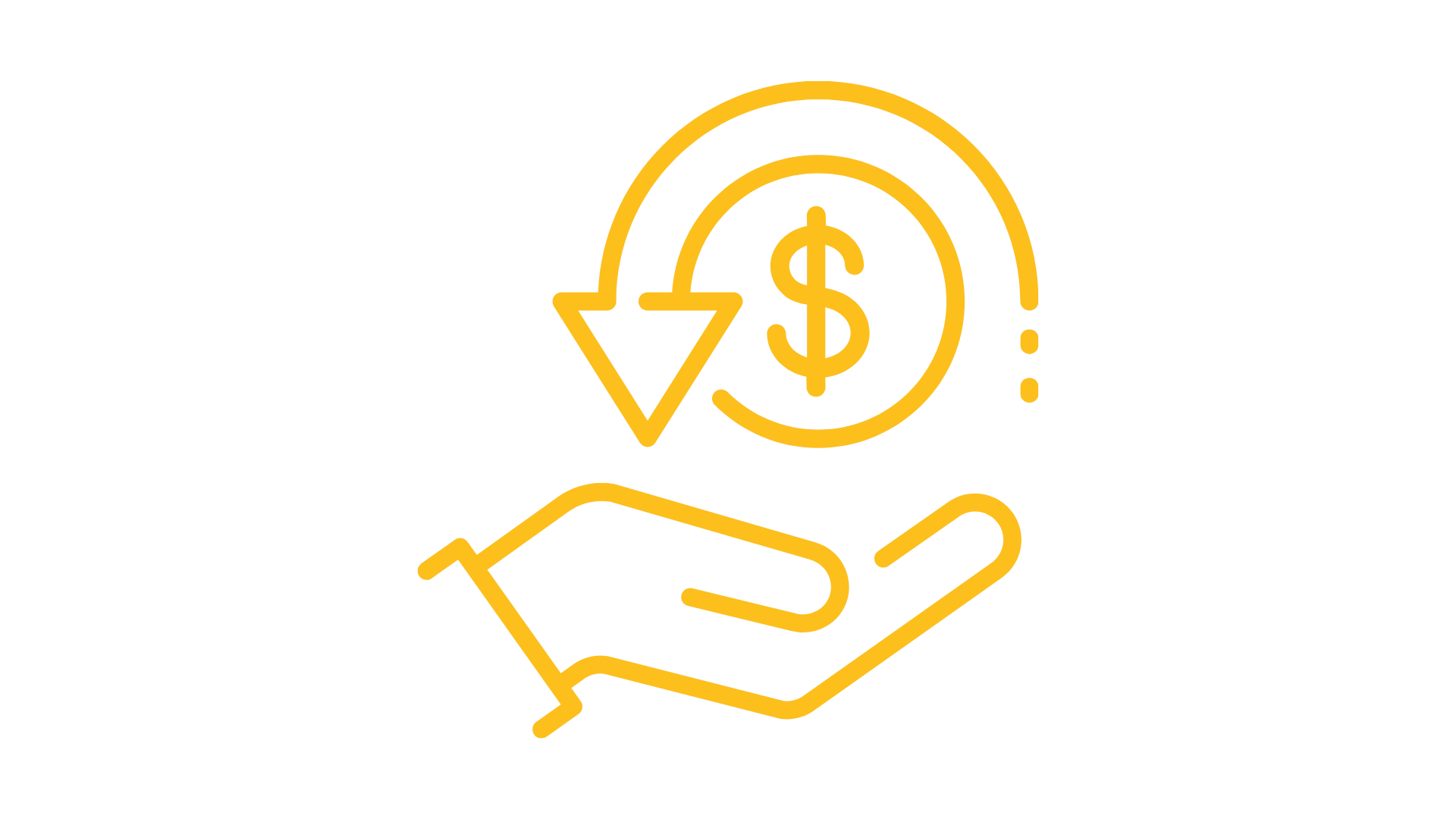 Pictogram of an open hand with money symbol