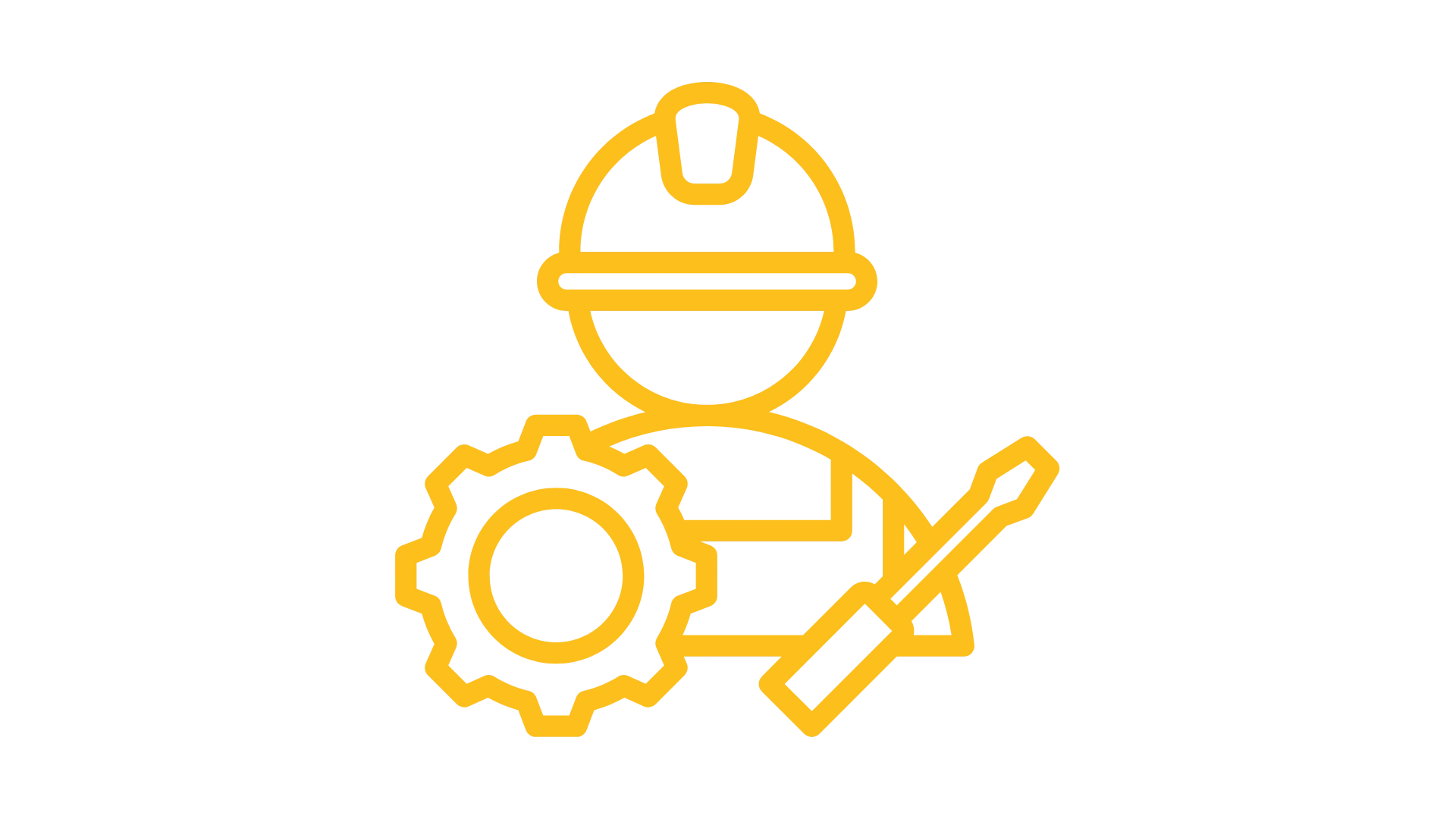 Pictogram of a worker with cogwheel and screwdriver