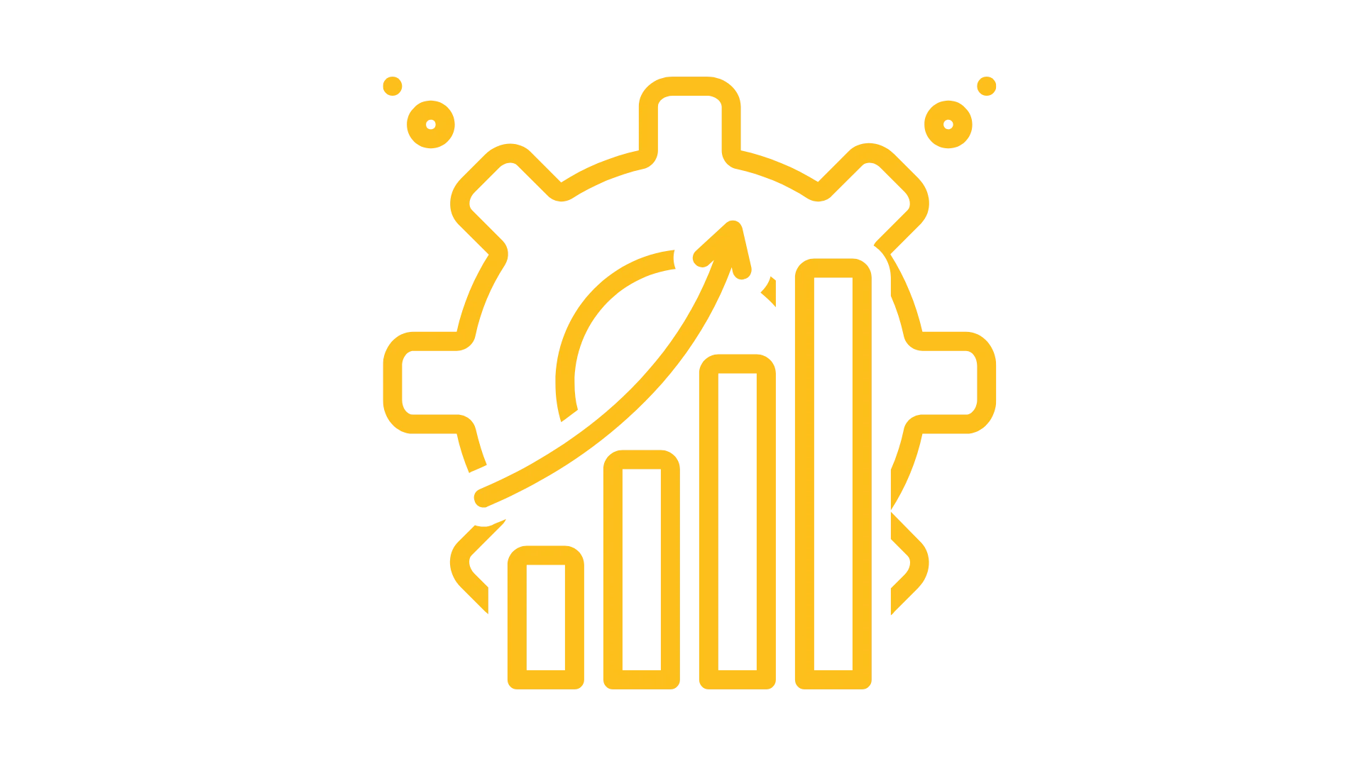 Pictogram of a cogwheel with increasing ratio