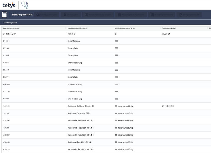 tetys Software: Werkzeugmanagement - Bild 1